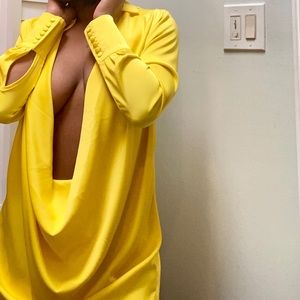 Yellow open front dress
